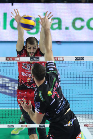 Attacco Sokolov (Lube) su muro Sir