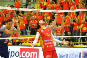 Esultanza Zhukouski dopo il punto finale della vittoria