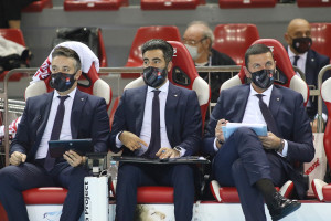 Staff biancorosso- Team manager Matteo Carancini, assistente Enrico Massaccesi e secondo allenatore Romano Giannini