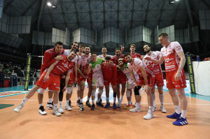 I giocatori di Piacenza esultano a fine partita