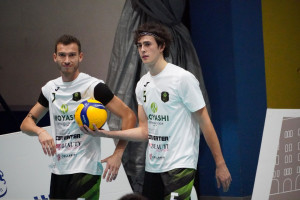 Bellucci e Minelli durante il riscaldamento