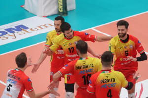 I giocatori della Conad Reggio Emilia esultano