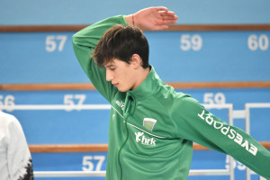Edoardo Cunial in riscaldamento