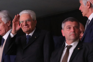 Il presidente Mattarella in tribuna d'onore