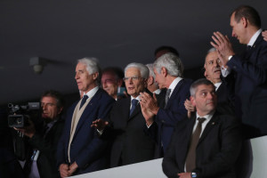 Il presidente Mattarella in tribuna d'onore