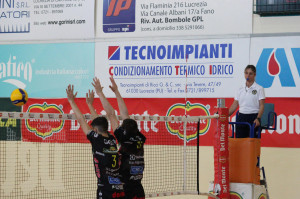 Cucine Lube Civitanova in azione durante il match contro Puliservice Acqua S.Bernardo Cuneo