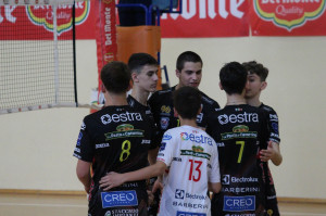 Cucine Lube Civitanova in azione durante il match contro Puliservice Acqua S.Bernardo Cuneo