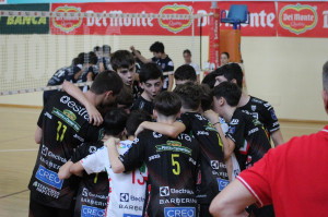 L'esultanza di Cucine Lube Civitanova durante il match contro Puliservice Acqua S.Bernardo Cuneo