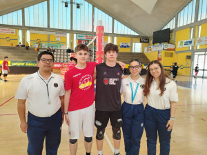 I Capitani di Consar Ravenna e Sir Susa Vim Perugia con gli arbitri prima della Finale 5°-6° Posto
