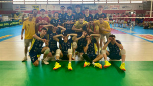 Valsa Group Modena festeggia dopo aver vinto con Kioene Padova