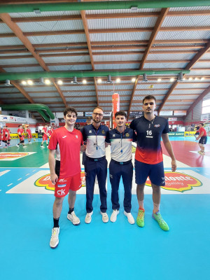 I capitani di Civitanova e Monza prima dell'inizio del match