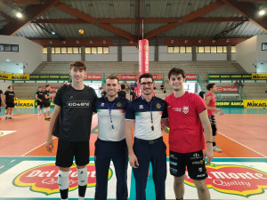 Bergamasco e Melonari, capitani di Padova e Civitanova, prima della Finale 7°-8° Posto