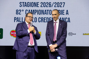 Claudio Durigon (Presidente Lega Pallavolo Serie A) e Massimo Righi (Presidente Cda Lega Pallavolo Serie A)