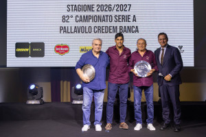Loris Migliari (Conad Reggio Emilia), Marco Tullio Martino e Giuseppe Polimenti (Domotek Reggio Calabria) con Maurizio Giglioli