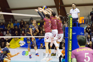 Attacco Ristic su muro Roma Volley