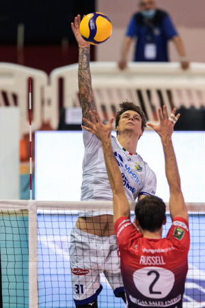 Attacco Szwarc Top Volley - Muro Russel Piacenza