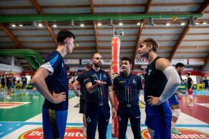Davide Boschini e Gabriele Pertoldi durante il sorteggio